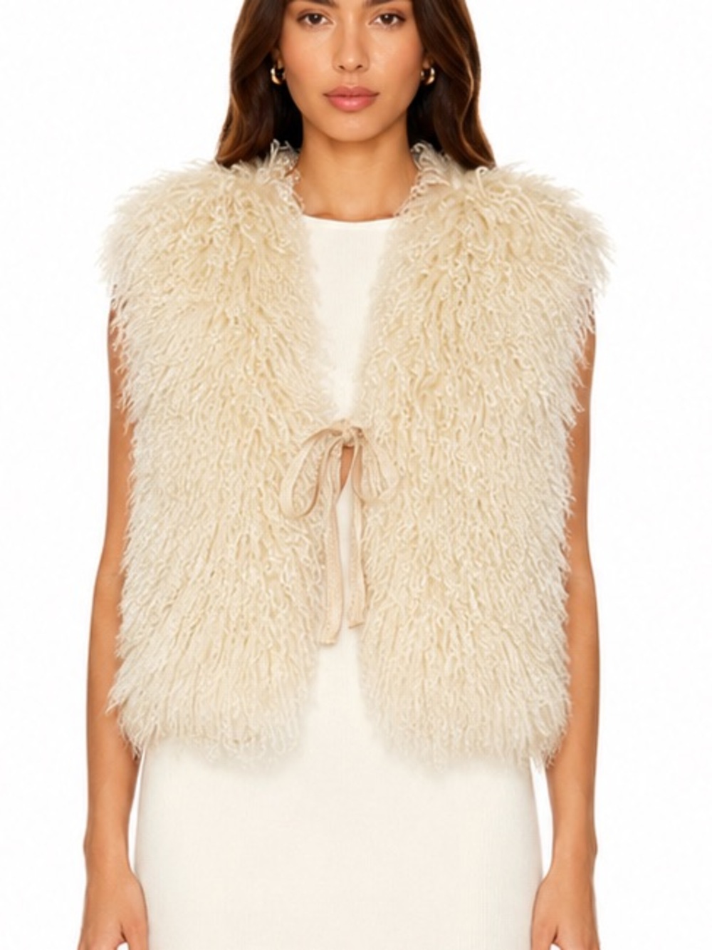 Danier Fur Mongolian lamb 100% authentic vest Ivory Real Shearling Curly